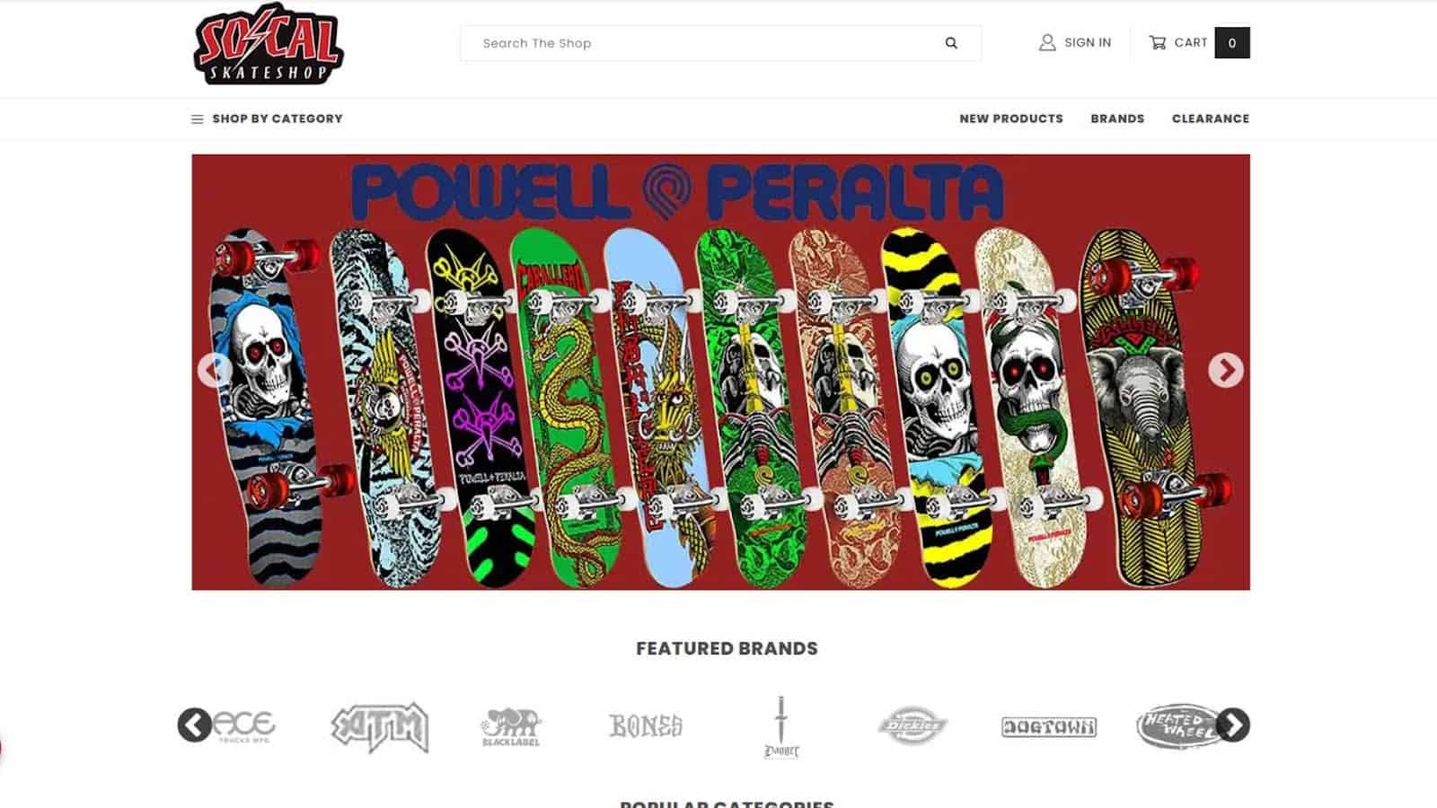 SoCal Skateshop Best Online Skate Stores for 9.0+ Board Sizes